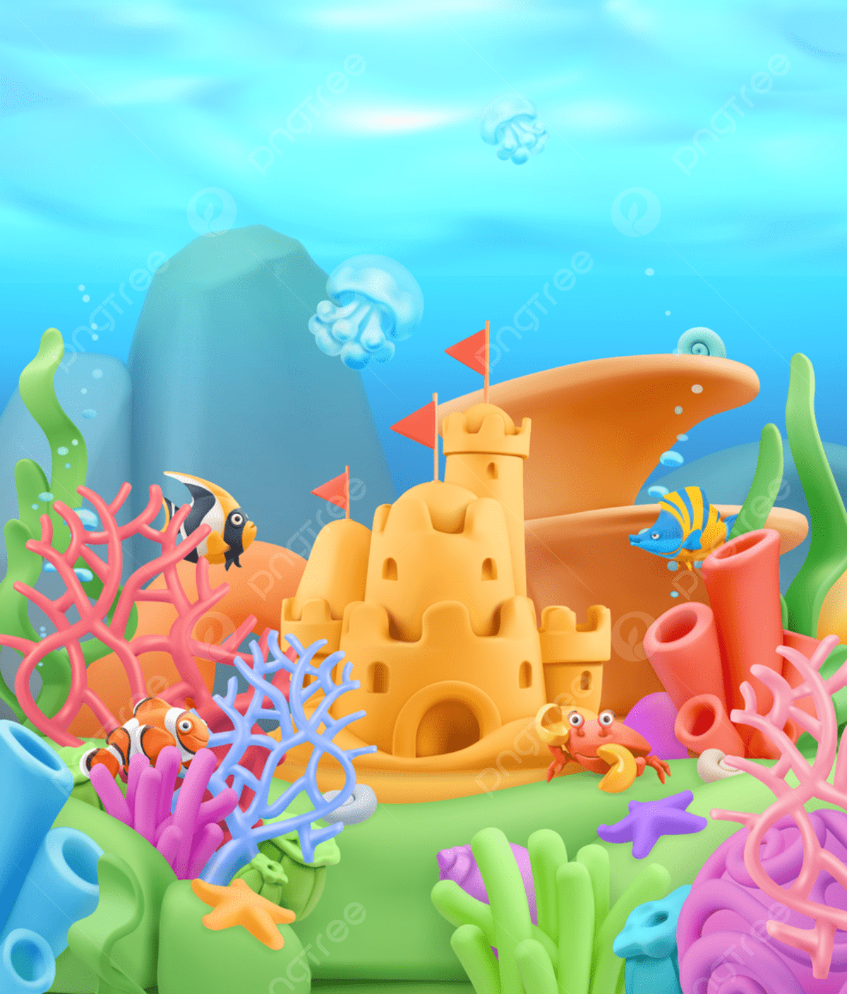 1200x1408 Underwater World Landscape Cartoon Sea Background Wallpaper Image For Free Download