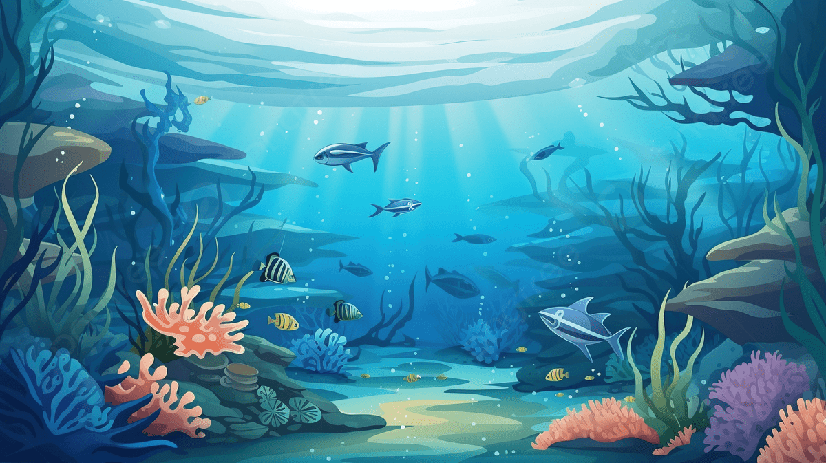 1200x673 Cartoon Fish Underwater Seascape With Corals And Fishes Background, Ocean Theme Picture, Ocean Powerpoint, Ocean Design Background Image And Wallpaper for Free Download