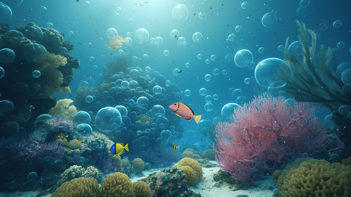 1200x673 Cartoon Underwater Scene With 3D Rendering And Bubbling Air Background, Deep Ocean, Deep Water, Sea Water Background Image And Wallpaper for Free Download