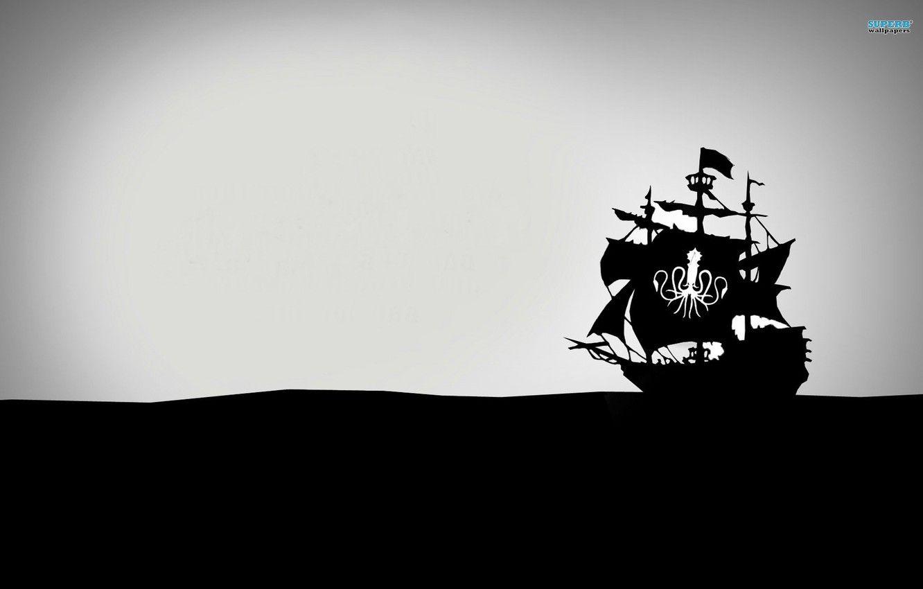 1332x850 Wallpaper ship, minimalism, black and white, pirates image for desktop, section минимализм