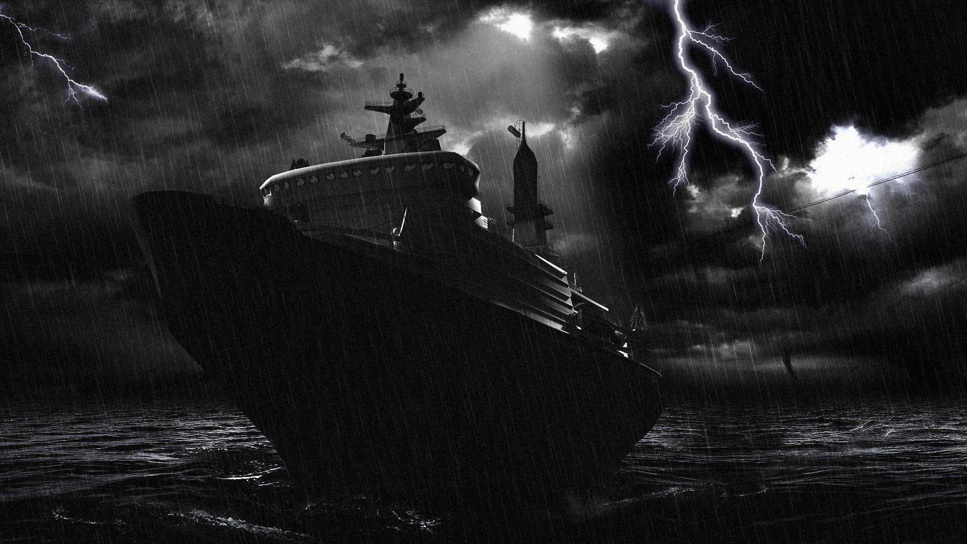 1920x1080 Ship storm HD Wallpaper