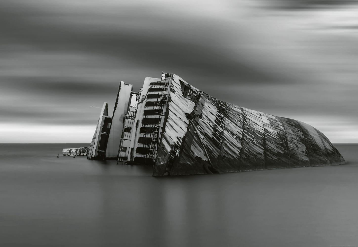 1449x1000 Photo wallpaper Ship Wreck Black and White