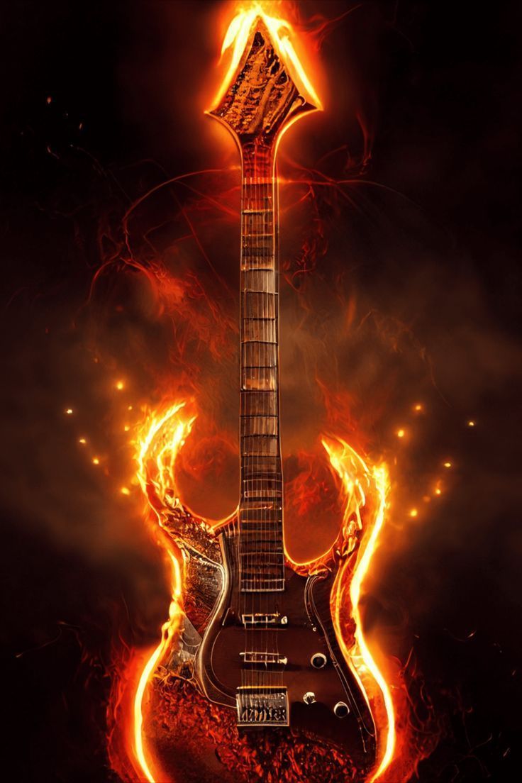 736x1104 Fiery Heavy Metal Guitar Artwork