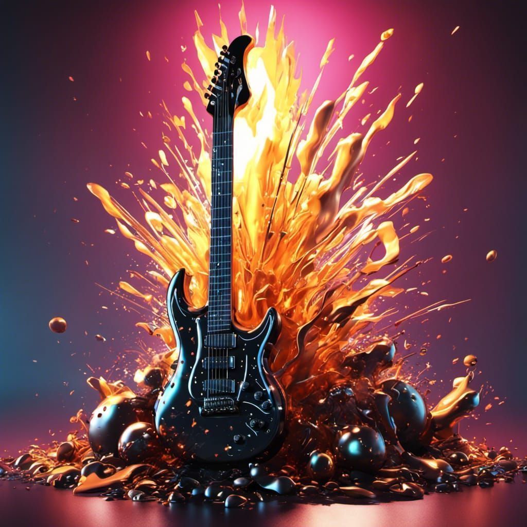 1024x1024 Glowing Heavy Metal Guitar Generated Artwork