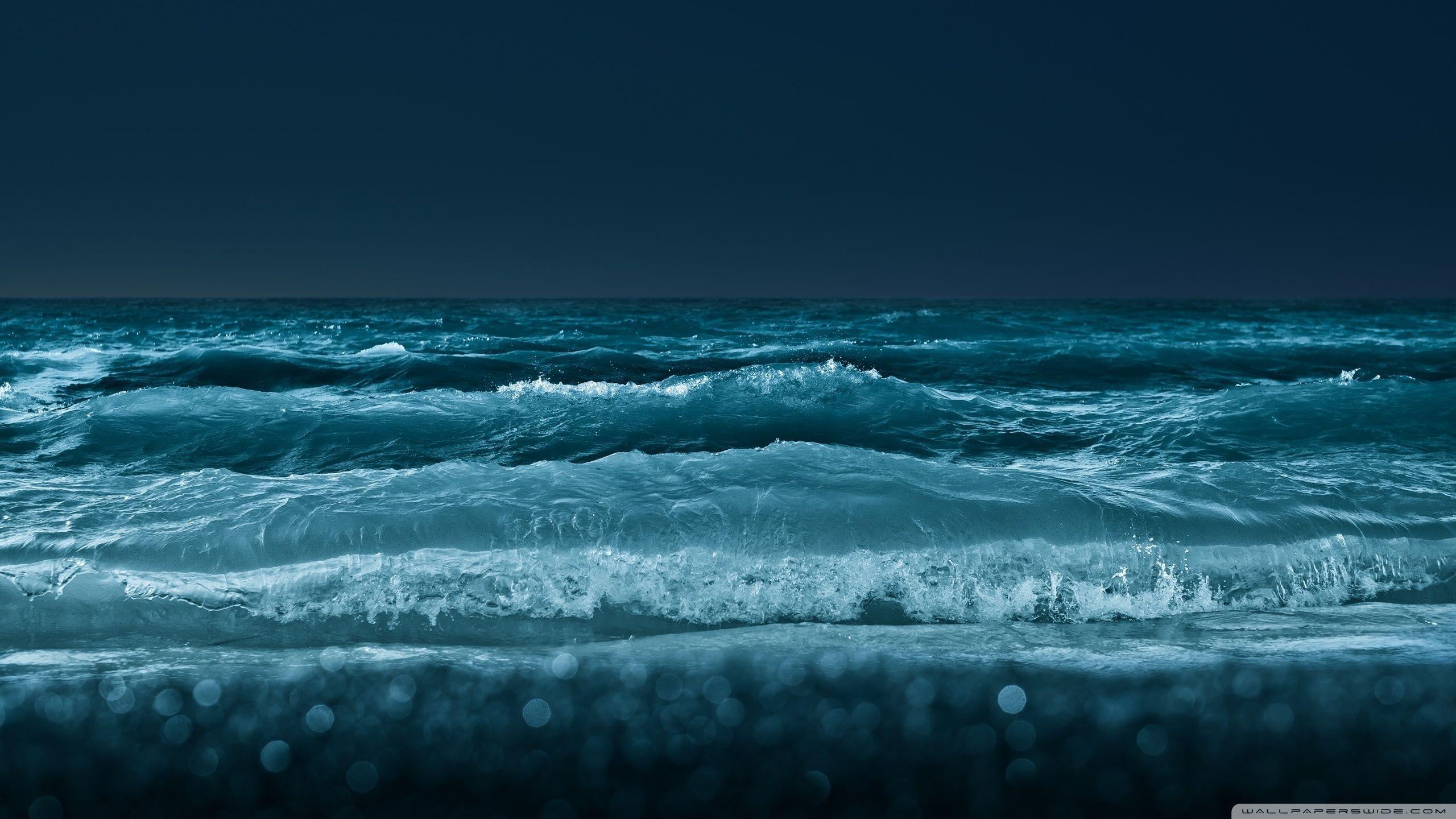2560x1440 Night Beach Ocean Wallpaper