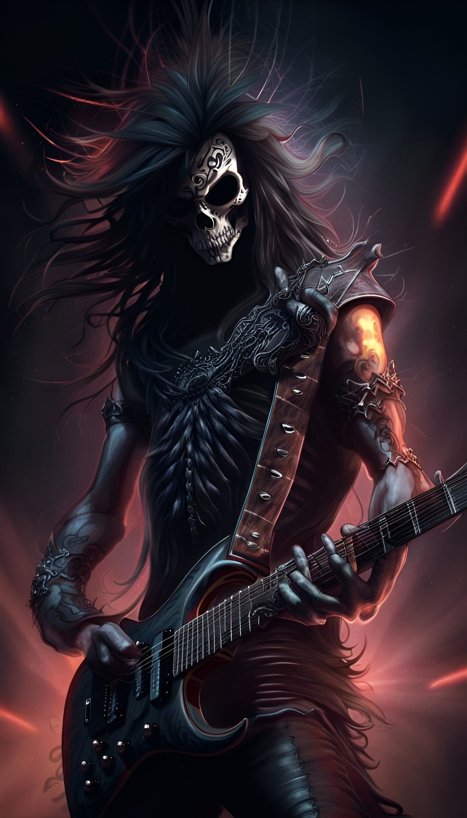 1536x2688 Metal Guitar Solo: Feeling the Music Generated Artwork