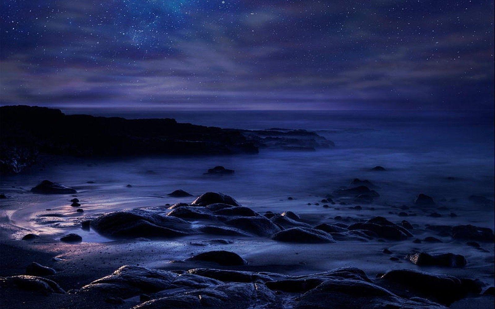 1600x1000 Oceans: Nature Blue Night Ocean Wallpaper cho máy tính