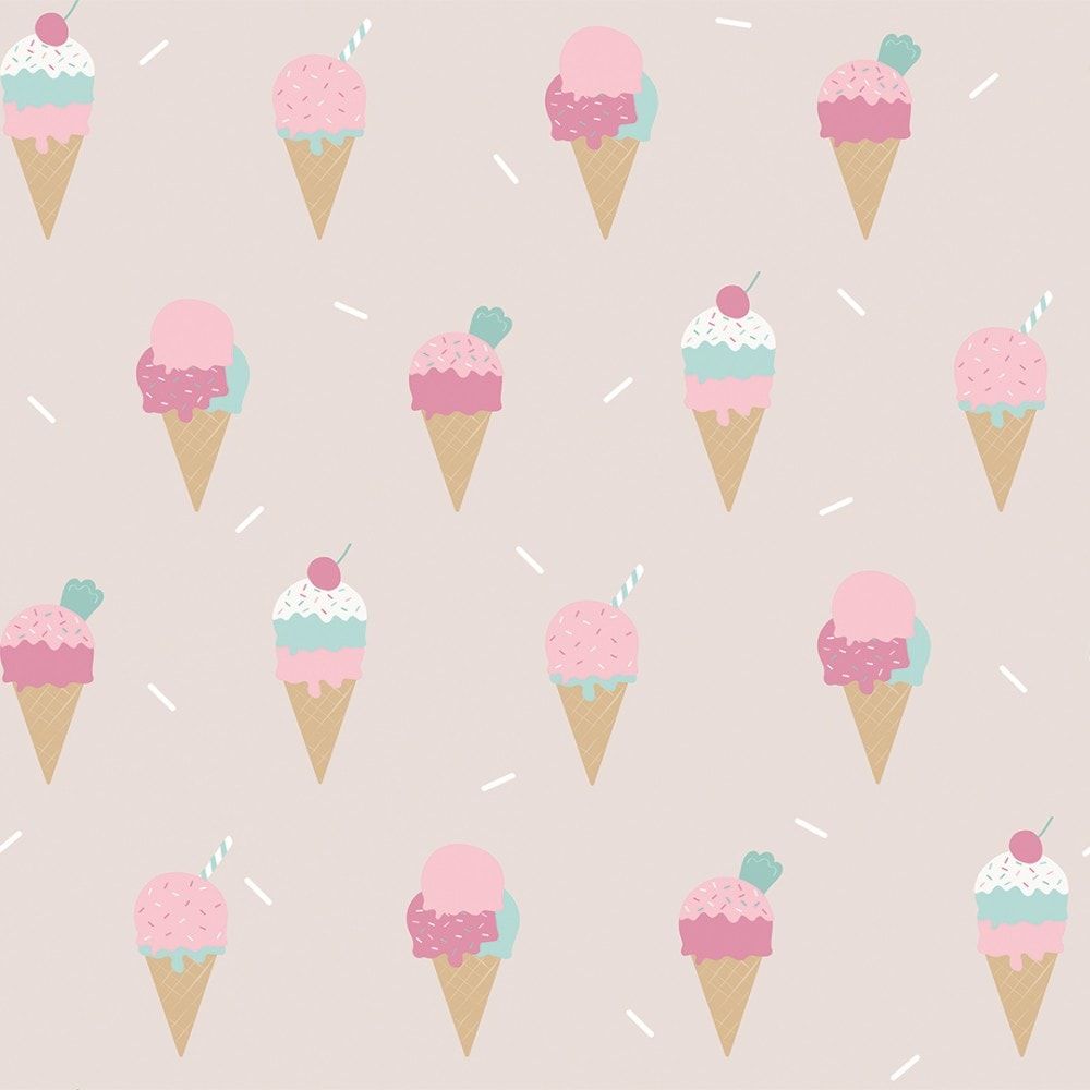 1000x1000 Ice Cream Parlour in nude, pink & mint. I Love Wallpaper