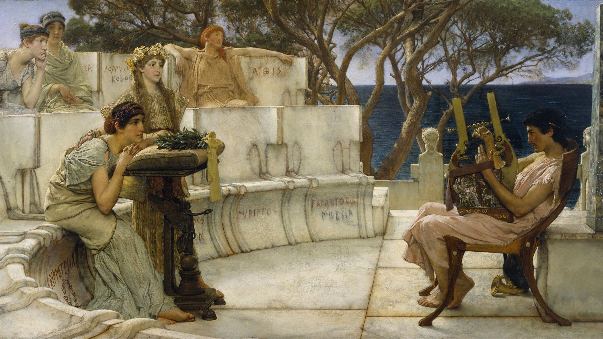 1920x1080 image Lawrence Alma Tadema, Sappho And Alcaeus Sitting 1920x1080
