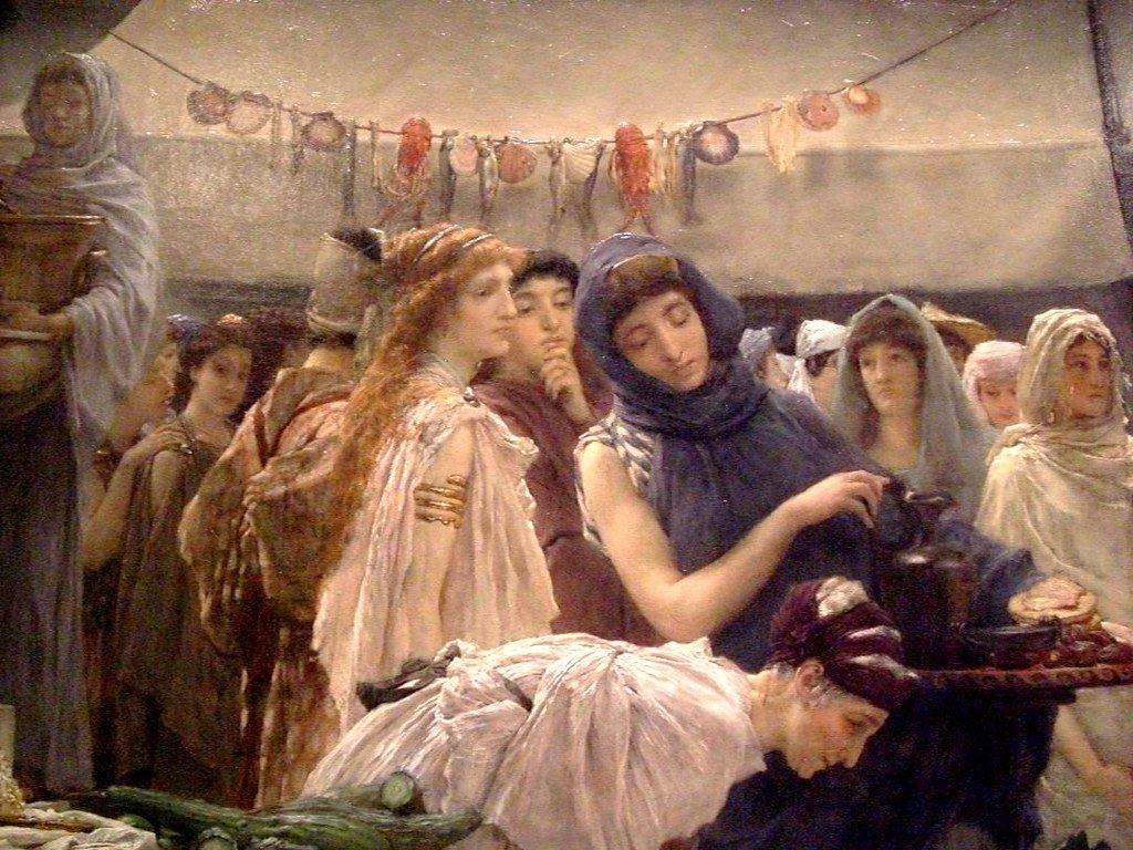 1024x768 Sir Lawrence Alma Tadema: The Women Of Amphissa (1887)