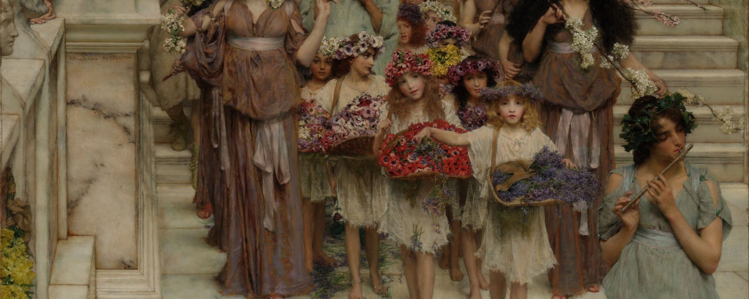 2560x1024 Download Wallpaper Spring, Los Angeles, Los Angeles, Spring, Lawrence Alma Tadema, Lawrence Alma Tadema, British Painter, Section Painting In Resolution 2560x1024