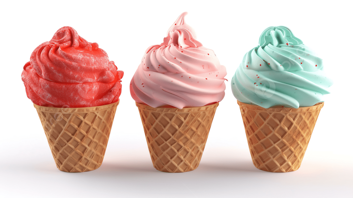 1200x673 Set Of Three Ice Creams In 3D Render Isolated On White Background A Creative Illustration, Frozen Yogurt, Scoop, Vanilla Ice Cream Background Image And Wallpaper for Free Download