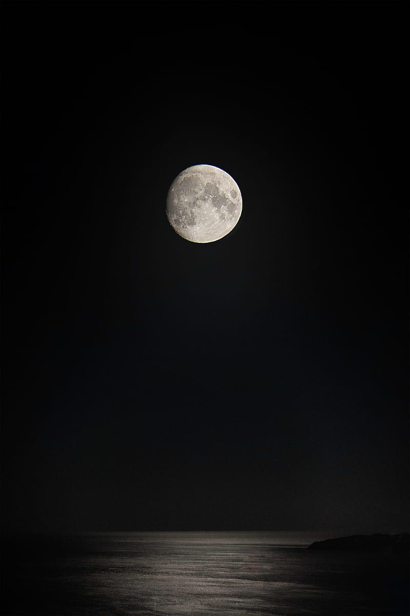 800x1200 Moon, night, dark, sea, moonlight, HD phone wallpaper