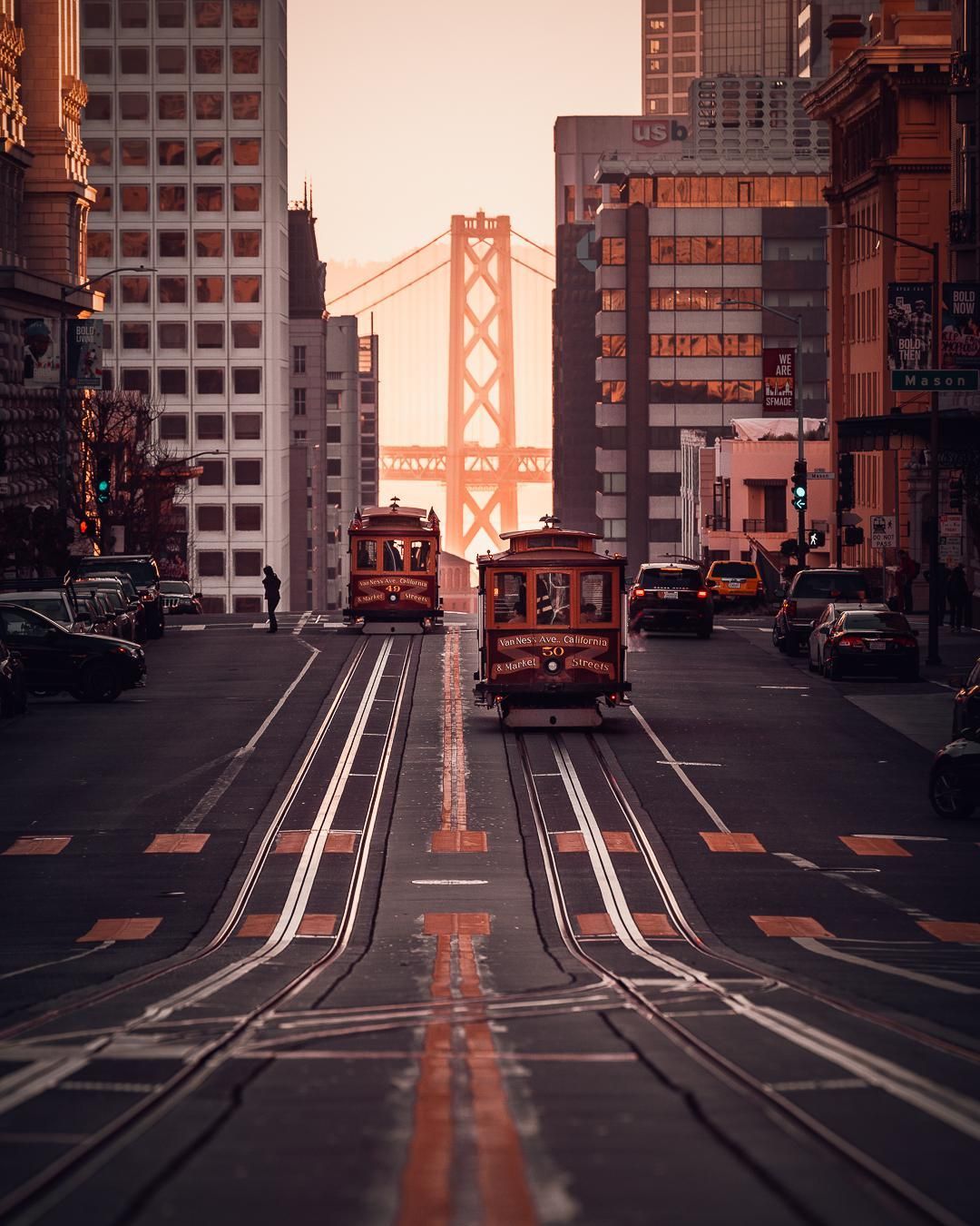 1080x1350 ITAP of cable cars in San Francisco with the Bay Bridge in the background by Brenton_N. San francisco picture, San francisco photography, San francisco cable car