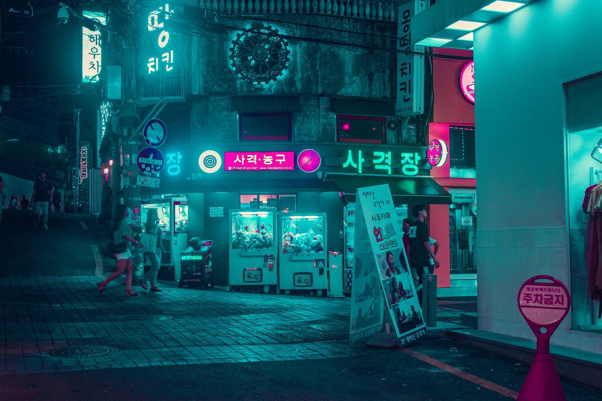 1920x1280 Download Vaporwave Seoul Street Wallpaper