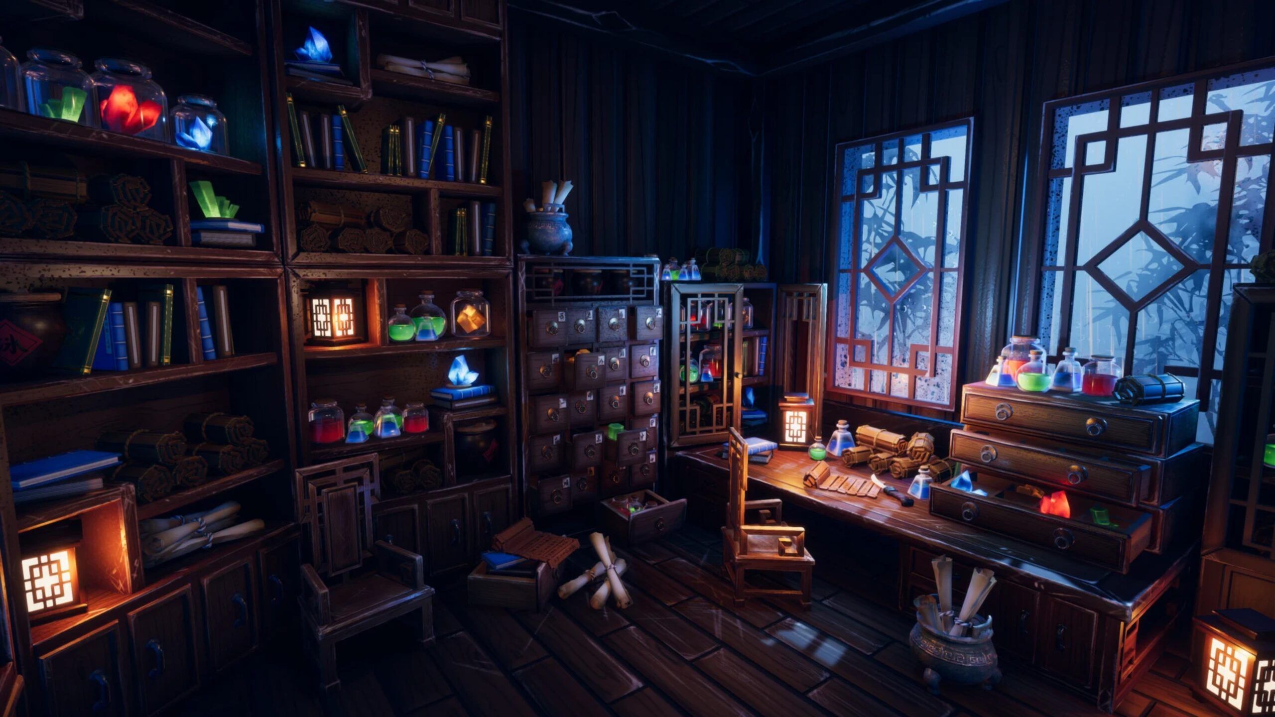 2560x1440 Best Anime Study Room Wallpaper [ HQ ]