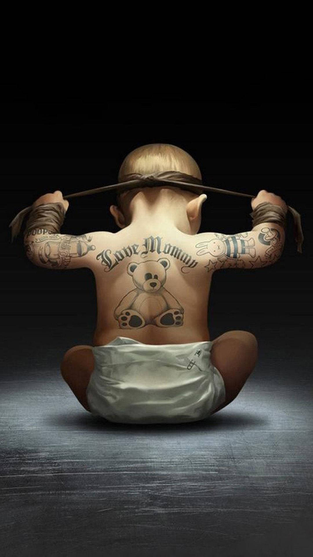 1080x1920 Download Cool Men Baby With Tattoo Wallpaper