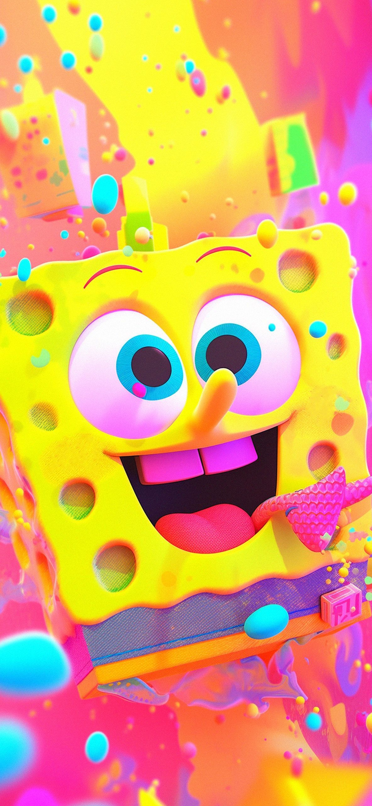 1183x2560 Happy Spongebob Colorful Wallpaper Spongebob Wallpaper