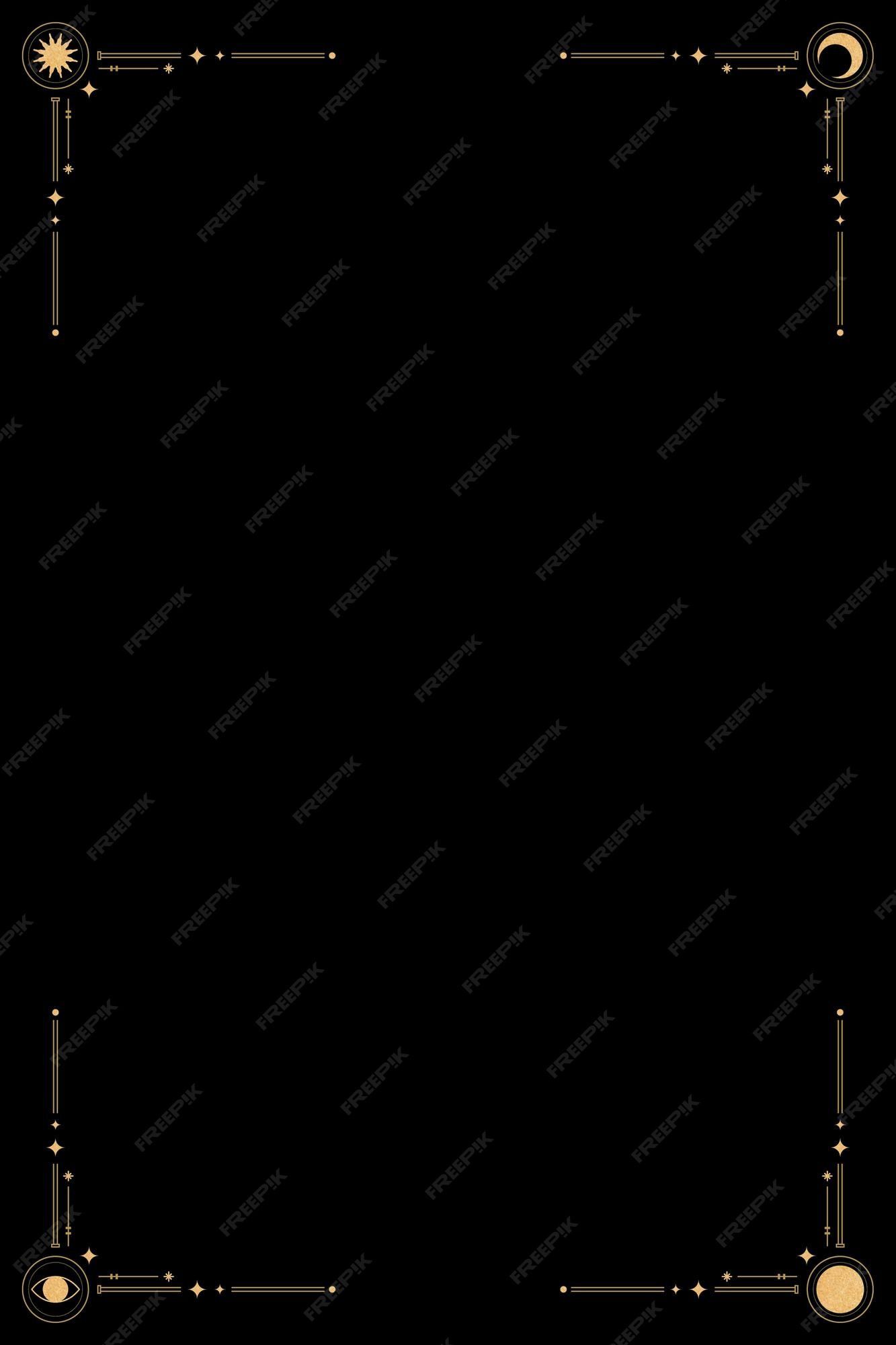 1333x2000 Free Vector. Gold moon and sun border on a black background