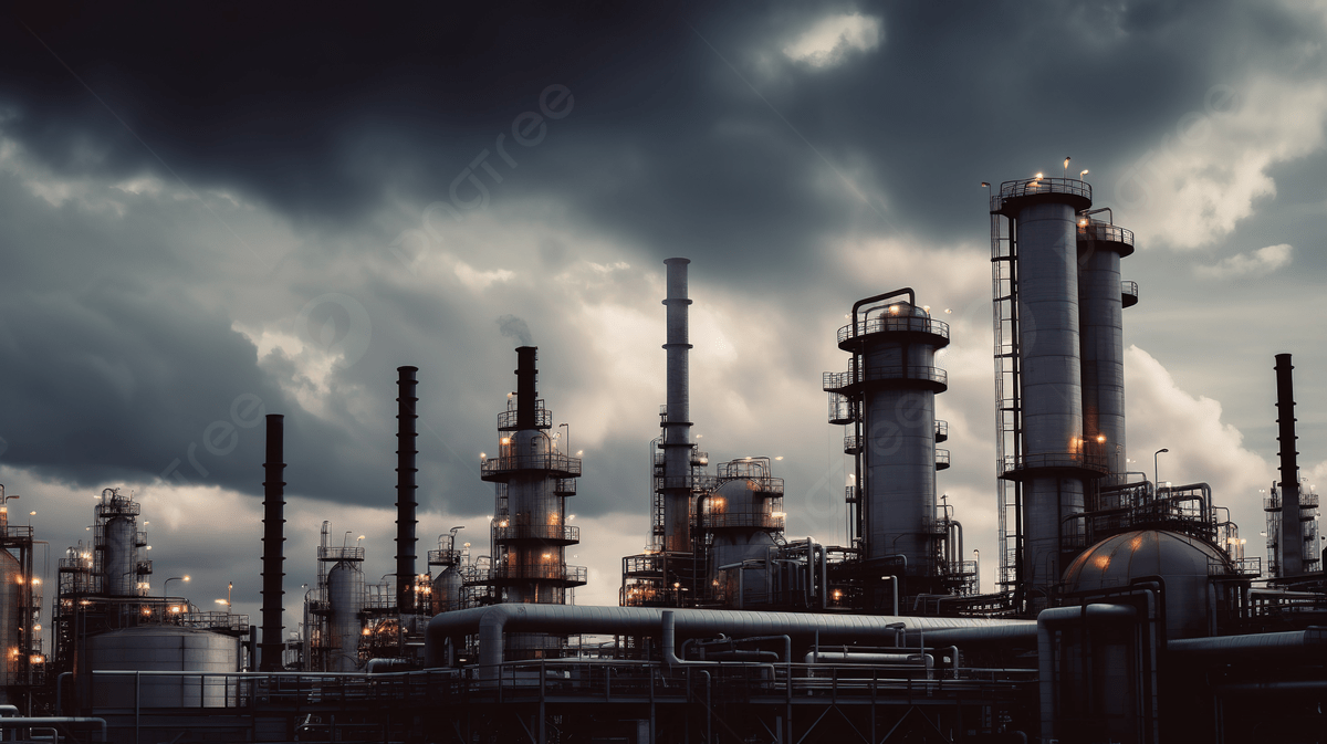 1200x673 Oil Refinery With Dark Clouds Over It Background, Industry Picture Free, Picture, Graphic Background Image And Wallpaper for Free Download
