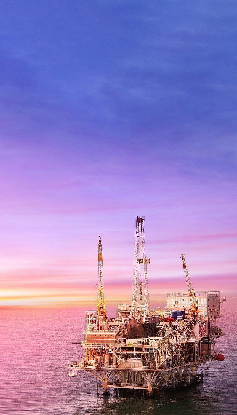 800x1400 Oil rig silhouette, industrial illustration