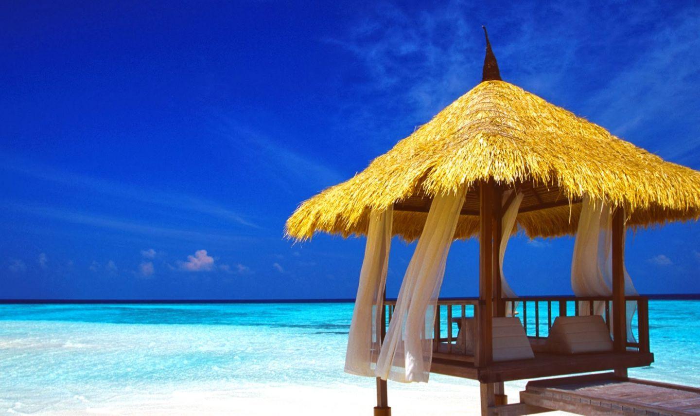 1440x855 Gazebo Beach Wallpaper HD. Wallpaper Background HD