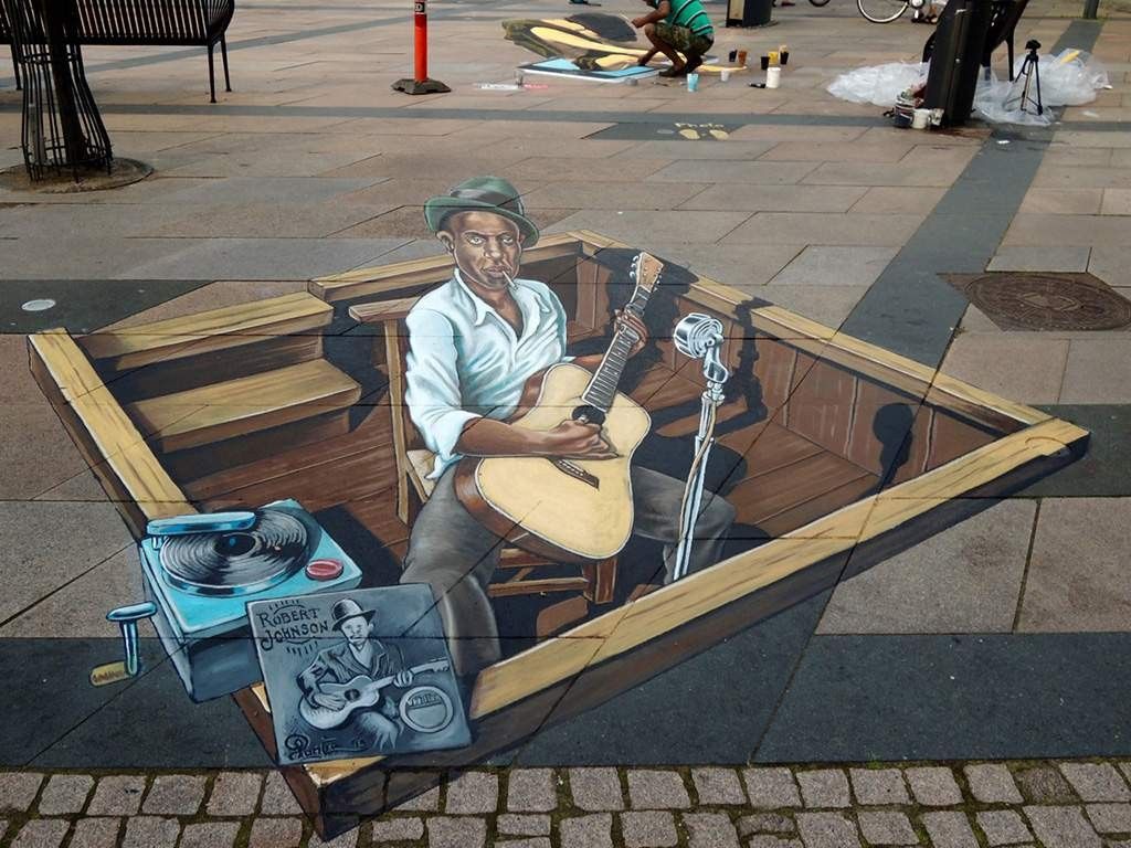 1024x768 Robert Johnson 3D Street Art Festival, Denmark Streetpainting By Remko Van Schaik & Ruben Poncia