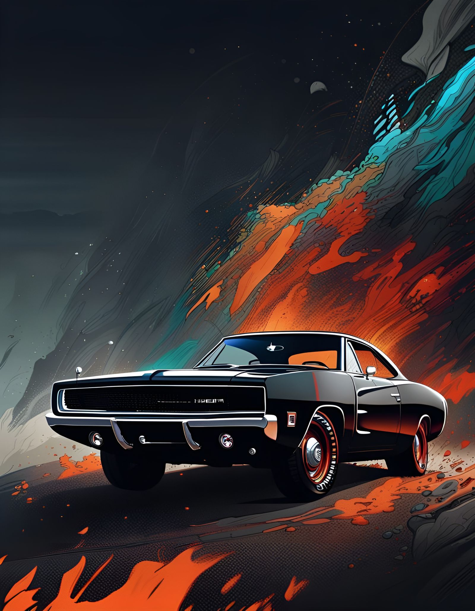 1600x2057 Modern Poster design 1968 hemi dodge charger Generated Artwork