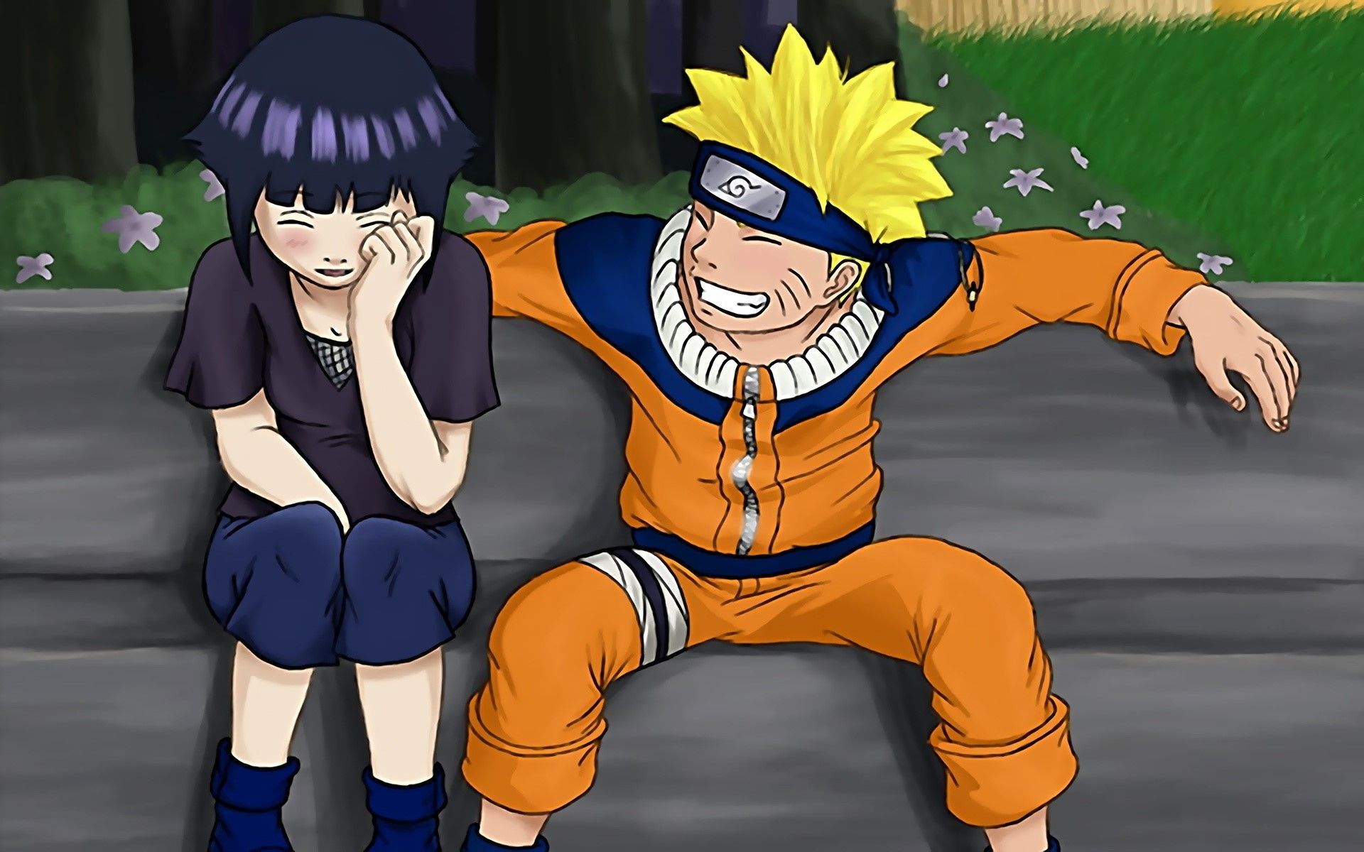 1920x1200 Naruto, Hinata, Girl, Man, Crying, Joy, Bench wallpaper