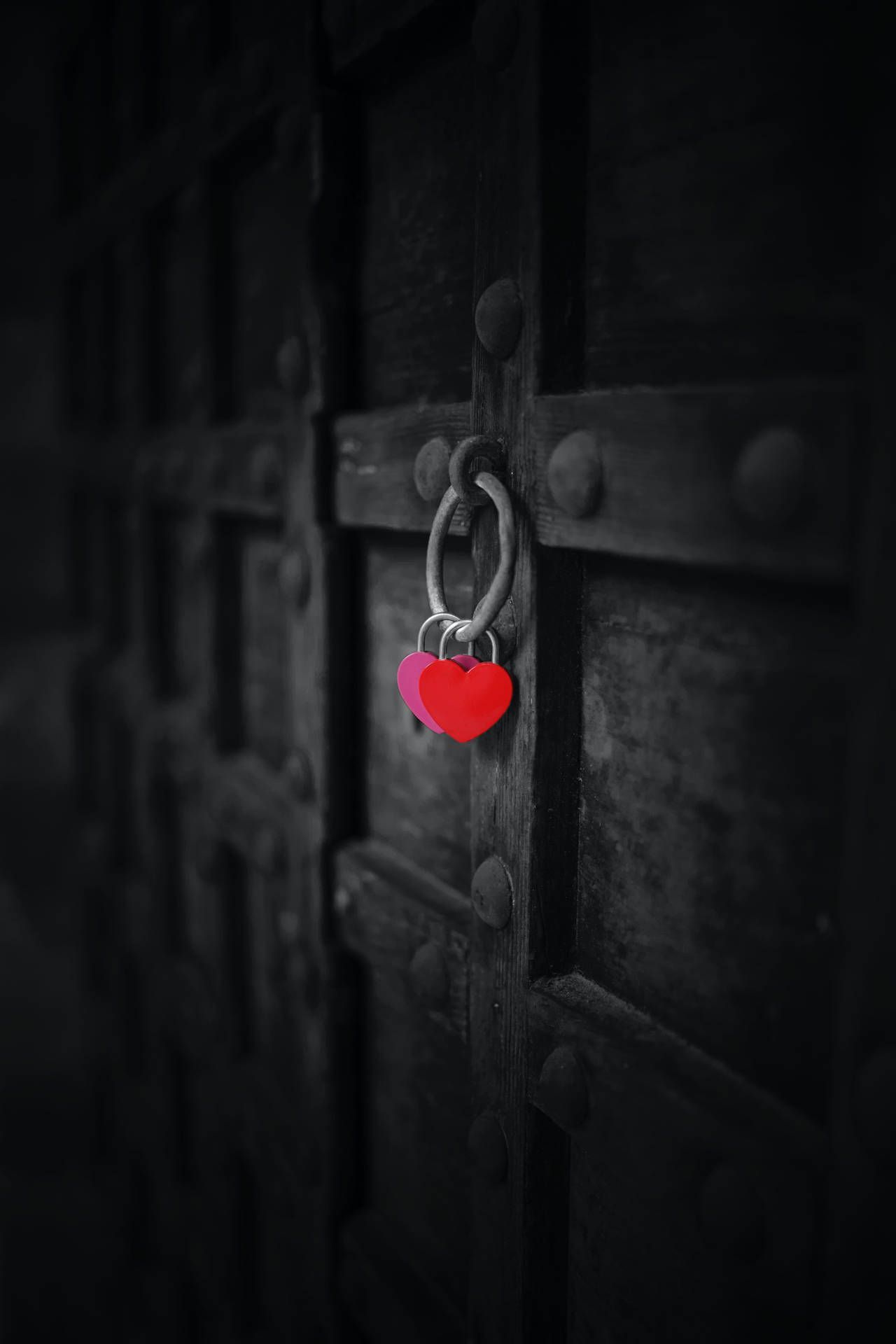1280x1920 Download Dark Heart On A Medieval Door Wallpaper