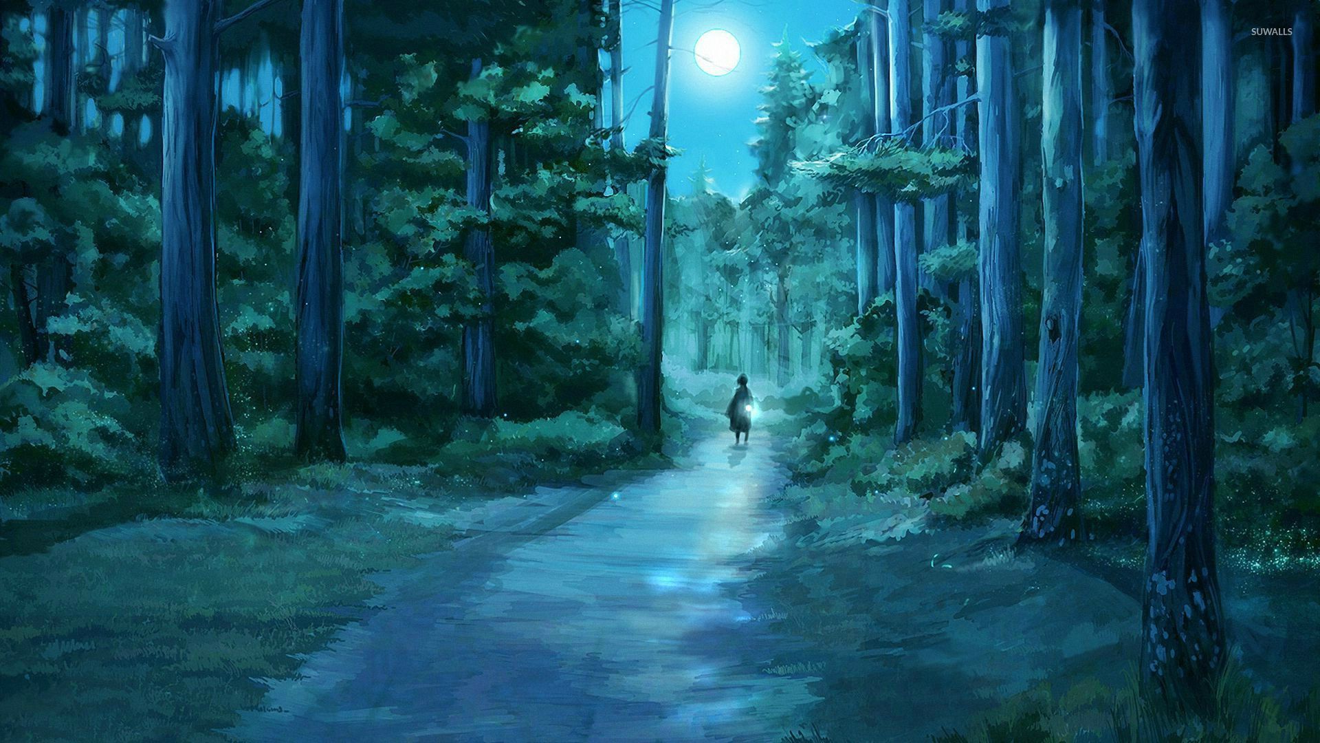 1920x1080 Girlnlit forest wallpaper wallpaper