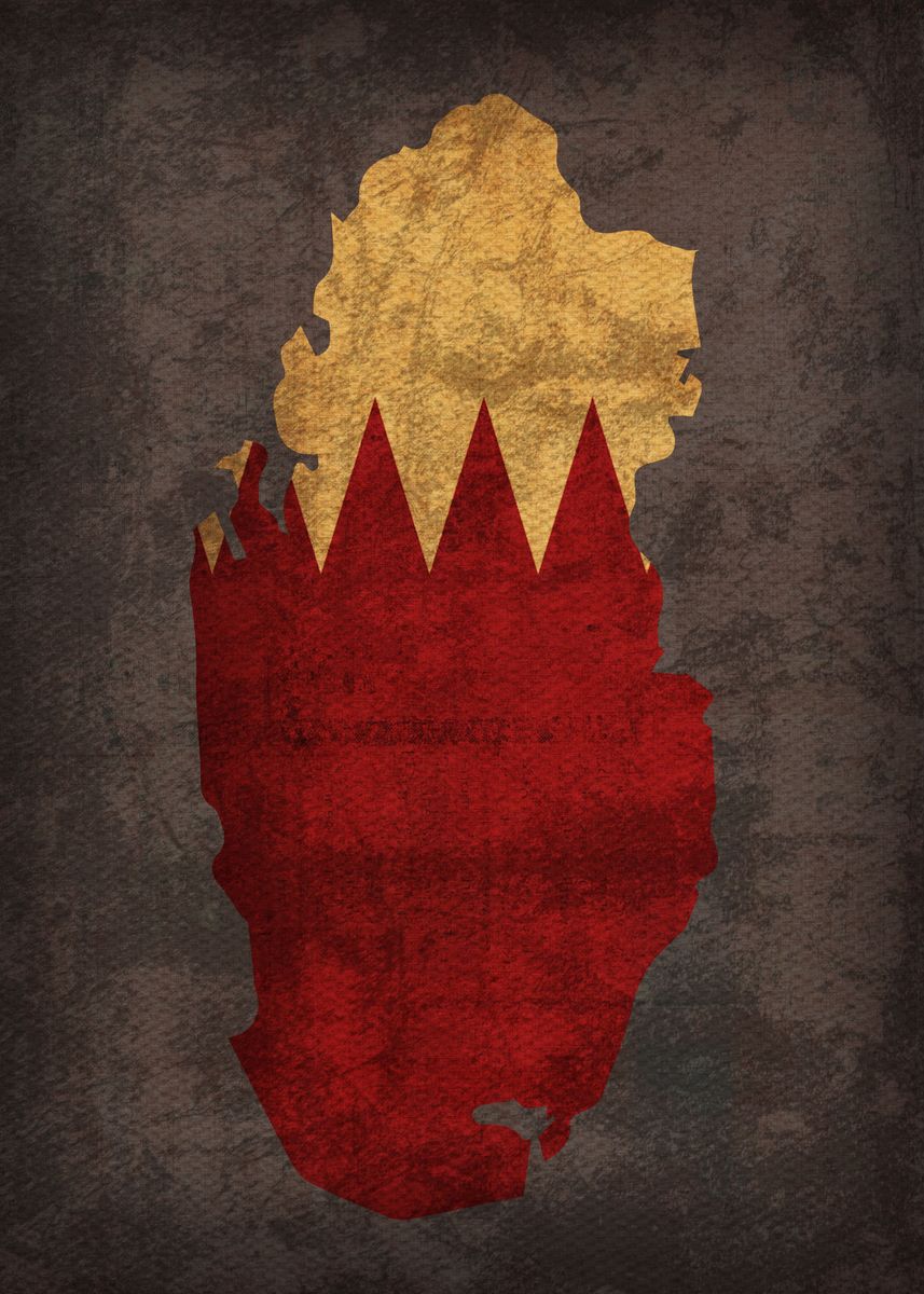 857x1200 Qatar Country Flag Map' Poster, picture