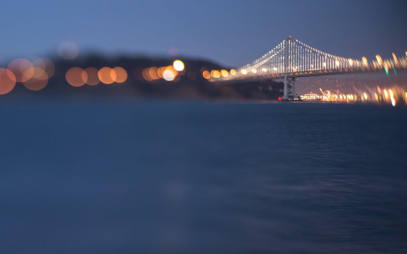 1680x1050 California San Francisco Bridge Bokeh Blur Desktop Wallpaper