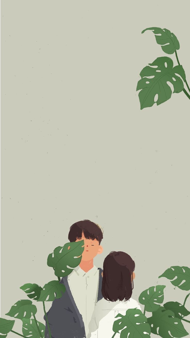 736x1308 Couple Illustration Wallpaper