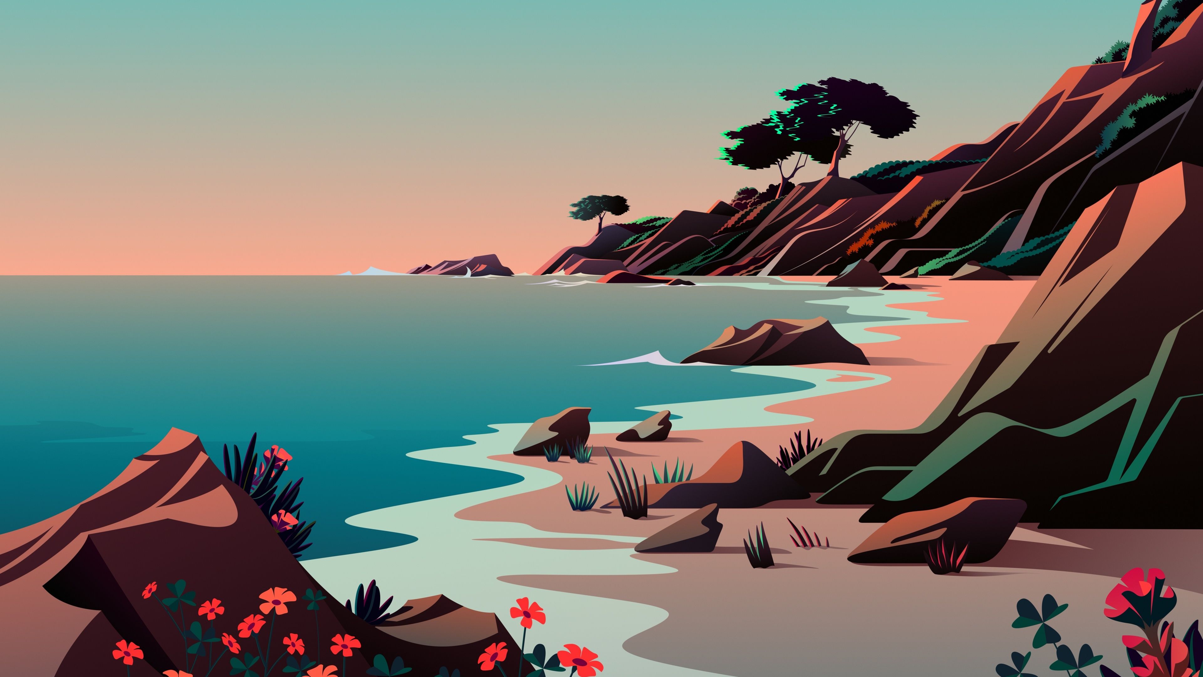 3840x2160 Aesthetic Wallpaper 4K, Beach