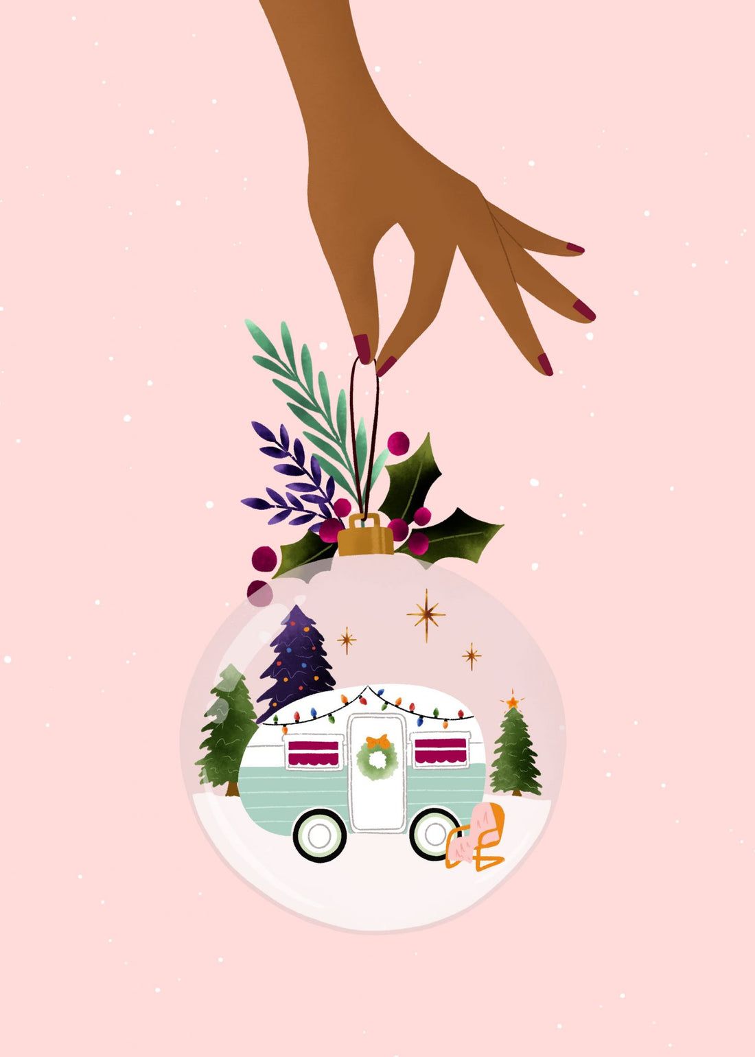 1100x1540 Christmas caravan bauble desktop, phone
