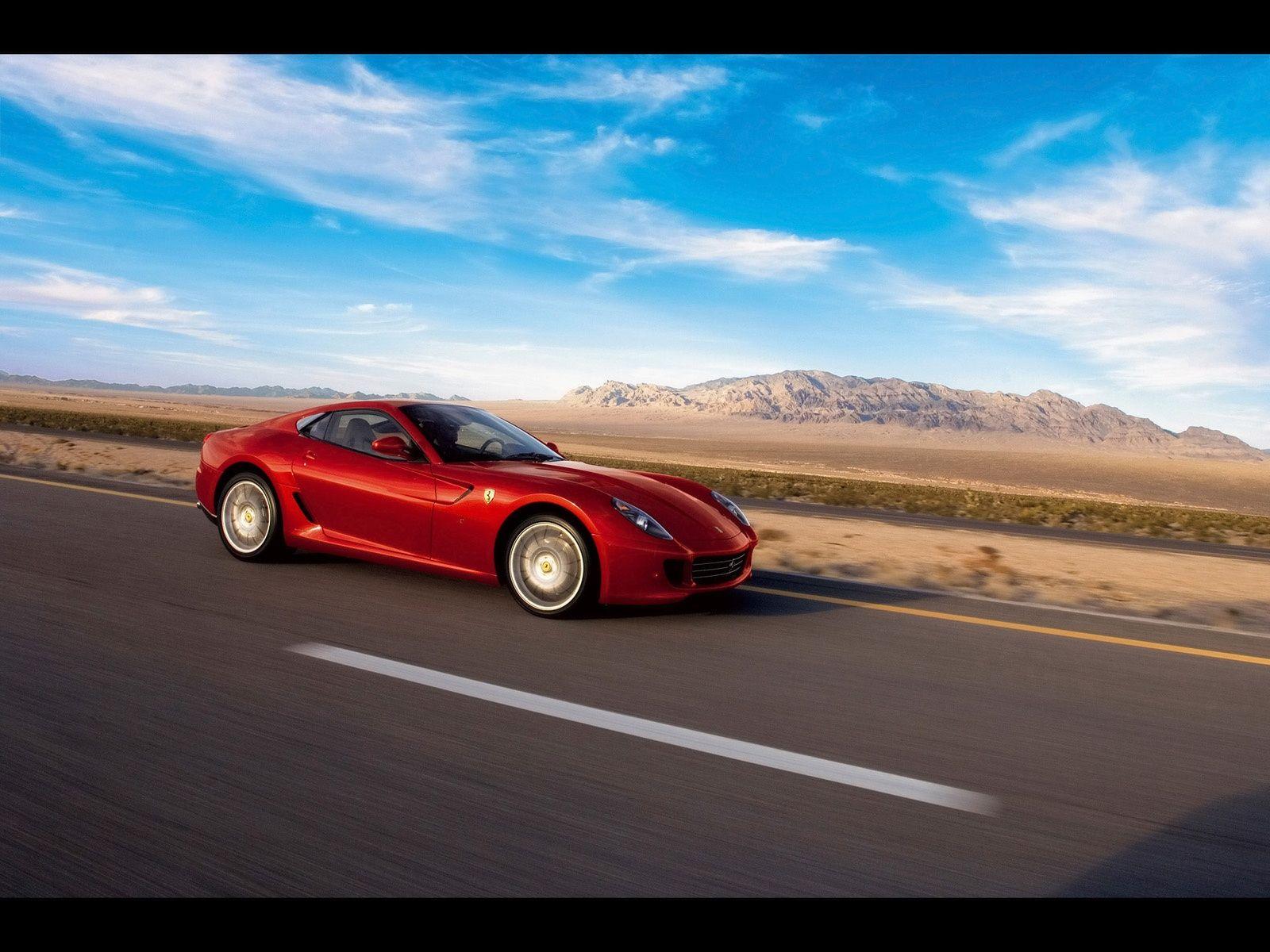 1600x1200 Ferrari 599 in Motion on Road Side View desktop wallpaper