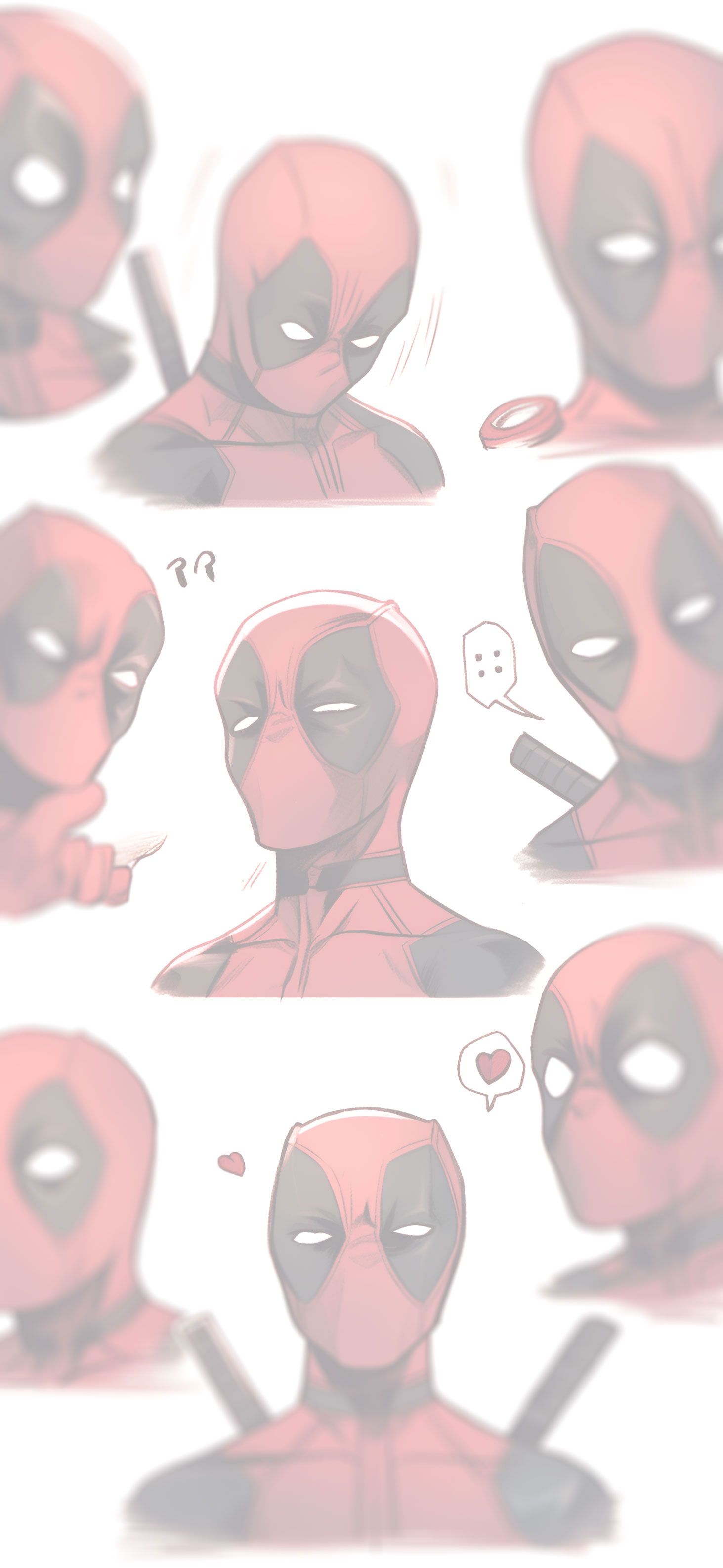 1463x3171 Deadpool Emoji Pattern Wallpaper
