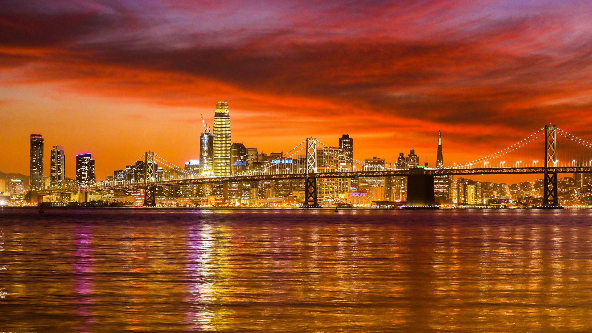 1920x1080 Desktop Wallpaper San Francisco USA Bridges Sunrises