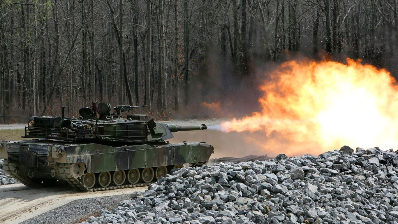 1366x768 Download wallpaper tank, volley, abrams