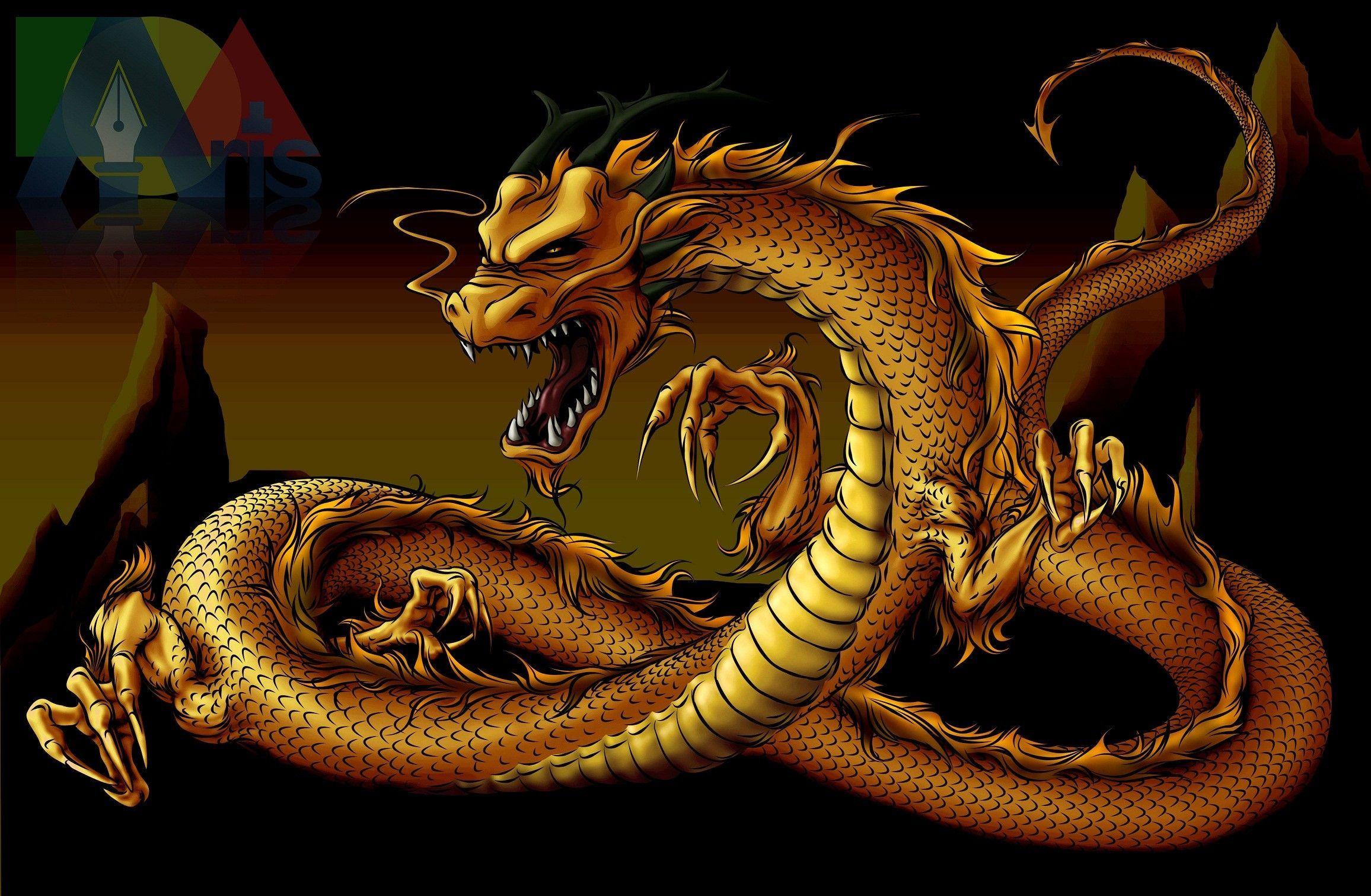 Gold Japanese Dragon Wallpaper Backgroundgolden Dragon Stock Vector  Royalty Free 1020283156  Shutterstock