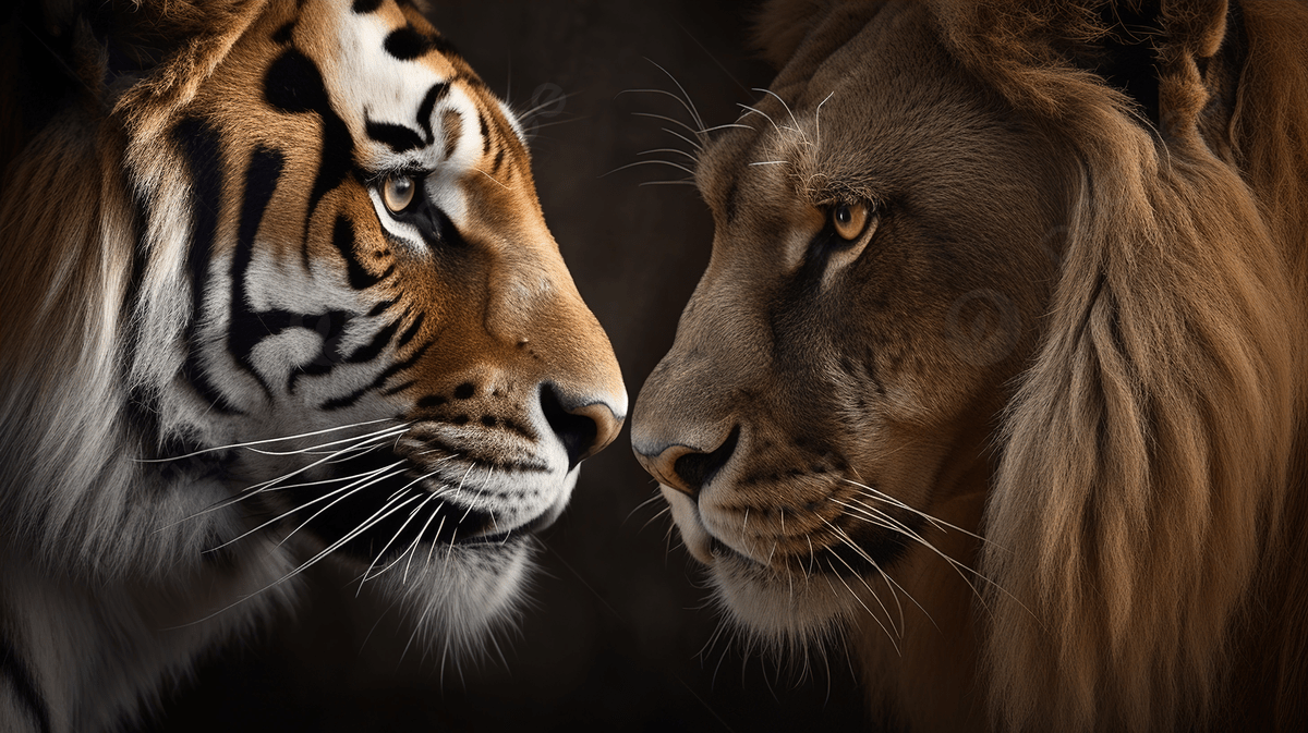 1200x673 Dark Background, Lion And Tiger Picture