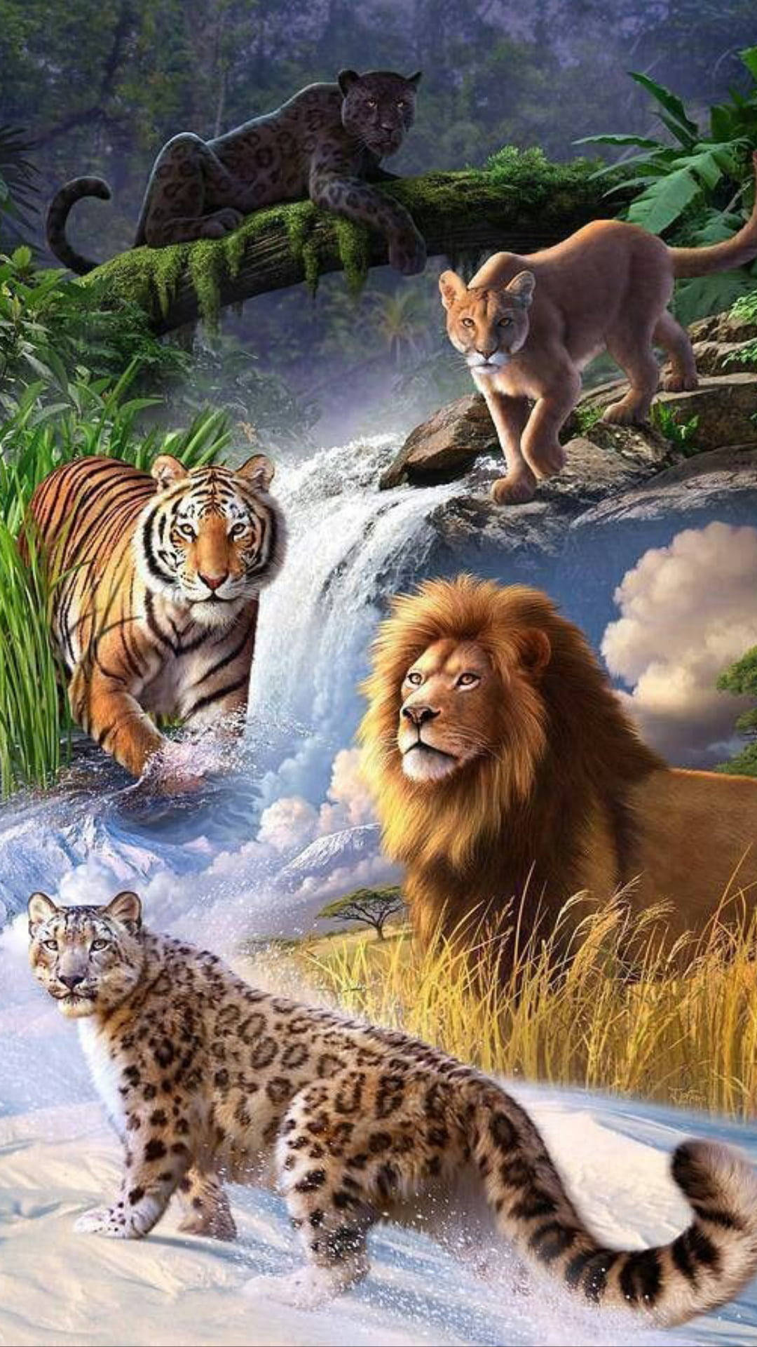 1080x1920 Download Lion And Tiger In Different