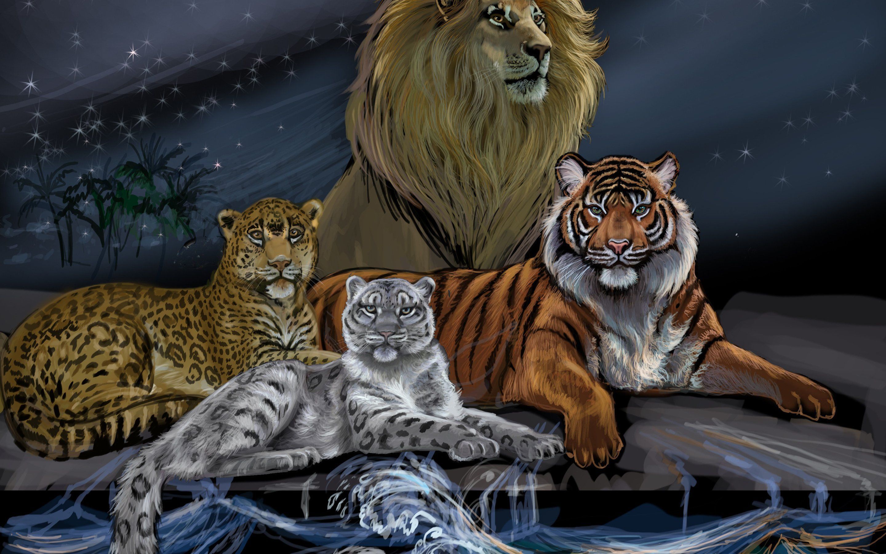 2880x1800 Predators mane eyes painting art lion