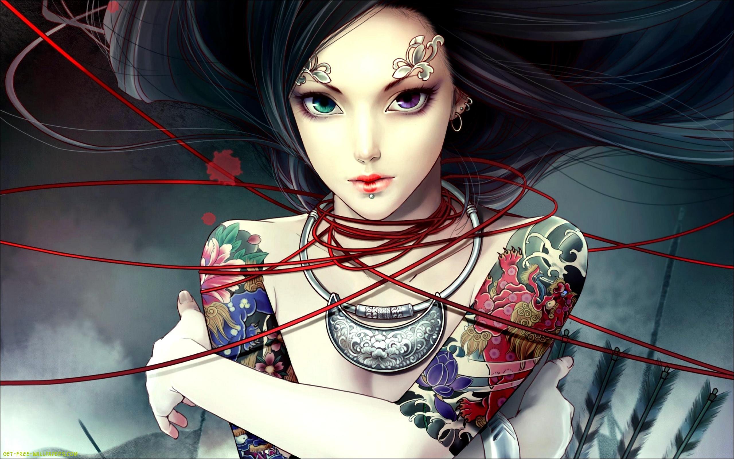 Hình nền Anime Girl Tattoo 2560x1600