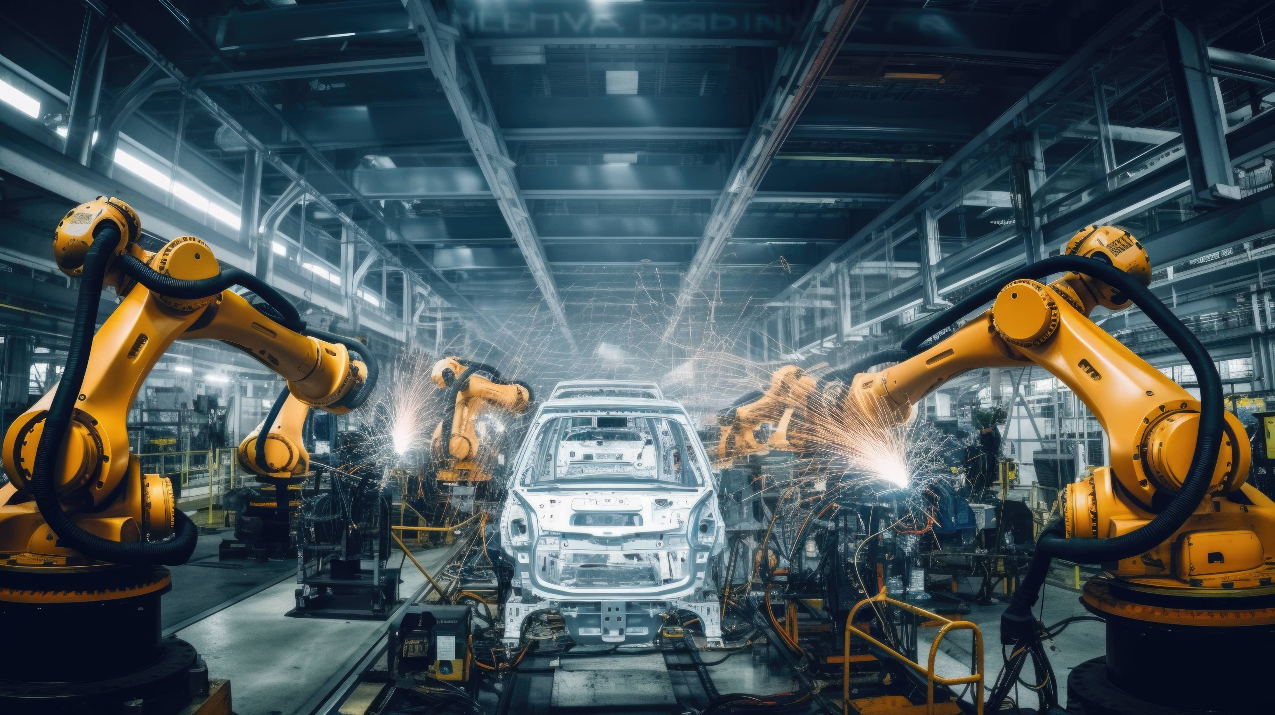 4368x2448 car manufacturing plant, assembly line