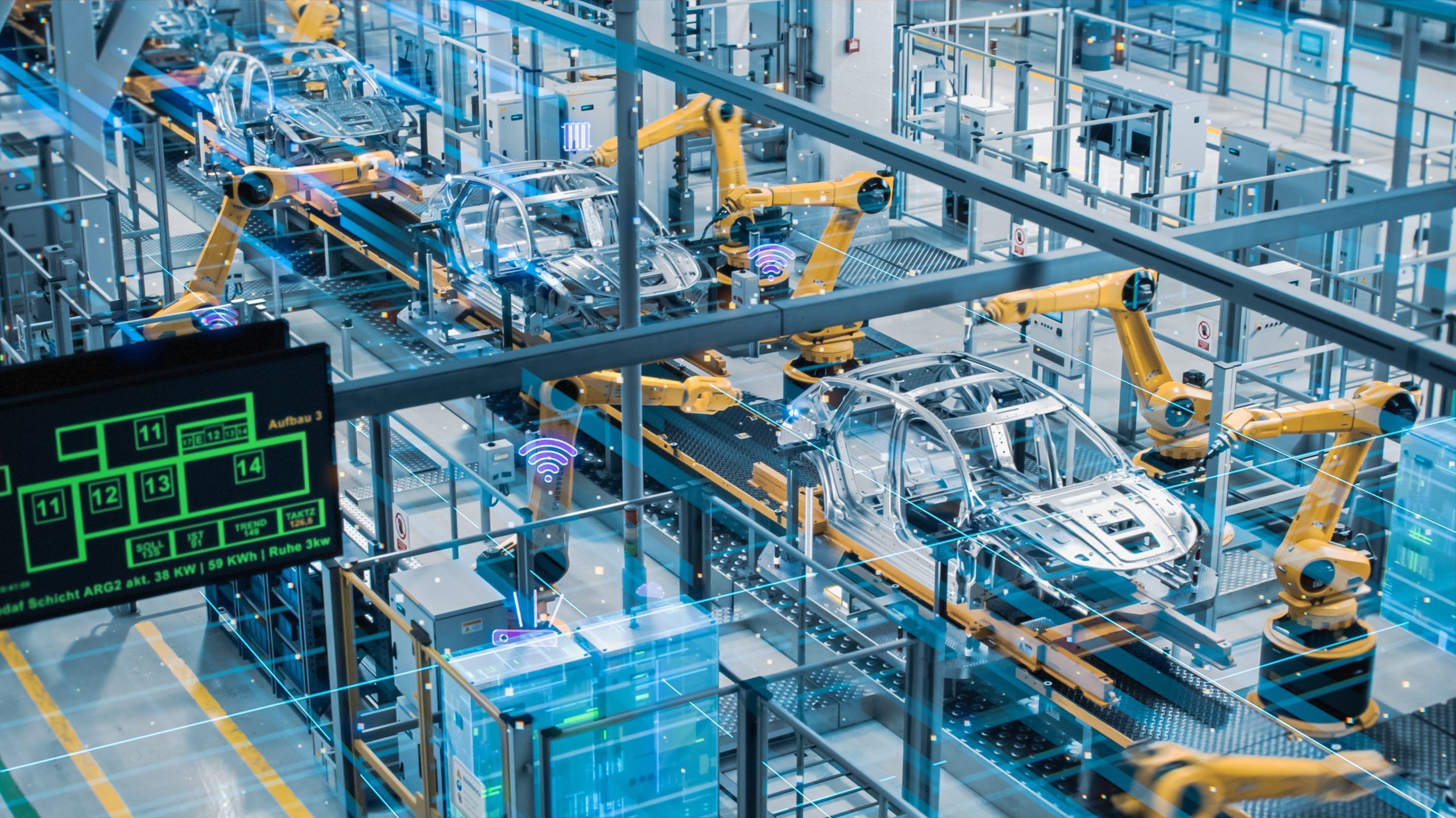 2560x1440 Automated Robot Arm Assembly Line