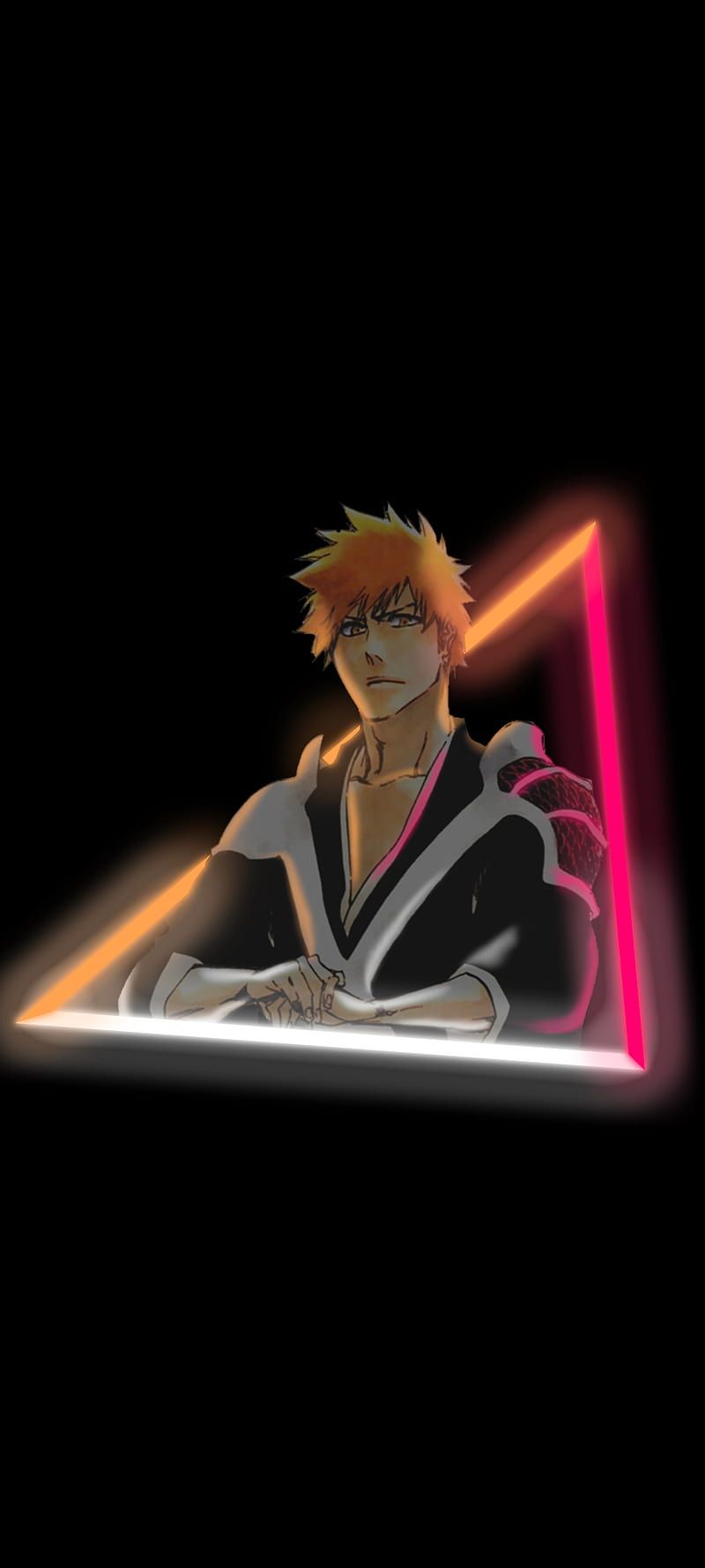 800x1778 Ichigo Neon, shinigami, bleach, black, simple, soul reaper, anime, HD phone wallpaper