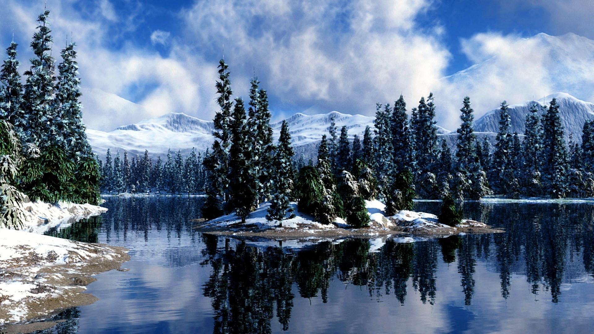 1920x1080 Landscaping: Blue Winter Landscape Wallpaper