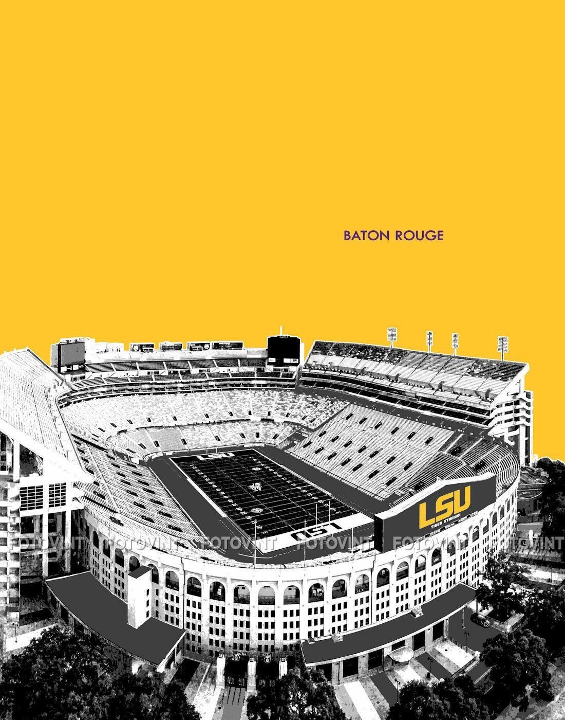 1100x1400 LSU TIGERS Football Photo Picture TIGER STADIUM Baton Rouge Skyline 8x10 16x20 E